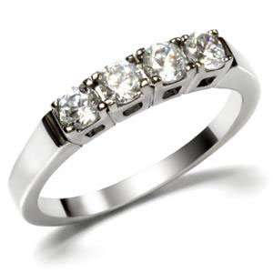  4 Round Cut Stainless Steel CZ Wedding Ring Jewelry