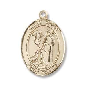 Gold Filled St. Roch Medal Pendant Charm with 24 Gold Chain in Gift 