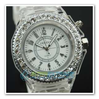   Crystal Arabic Numerals Silicone Lady Sport/Casual Cuff Watch  