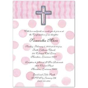  Pink Dots with 3D PB Cross Confirmation Invitations 