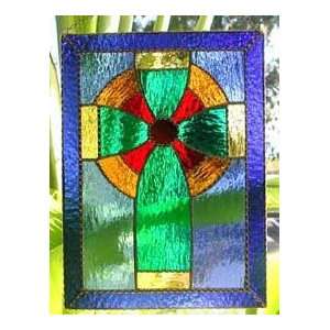  Stained Glass Celtic Cross Suncatchers in Blue   Christian 