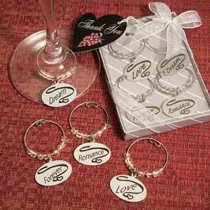    Romantic Words Wine Charms (Set of 4 Charms)
