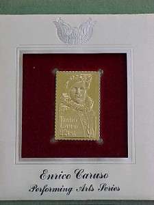 1987 22K Gold FDC Stamp Enrico Caruso Performing Arts  