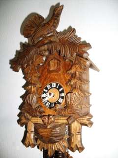 old German 2 Weight original Black Forest wall clock Cuckoo Clock 1940 