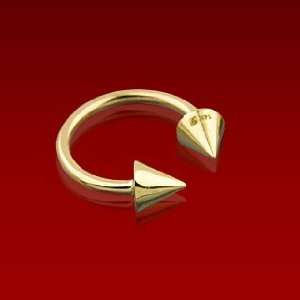  Yellow Gold Horse Shoe Cones   14G (1.6mm), 12mm Length, 5mm Ball 