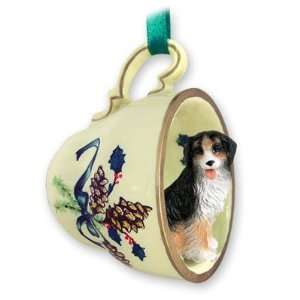  Bernese Mountain Dog Green Holiday Tea Cup Ornament