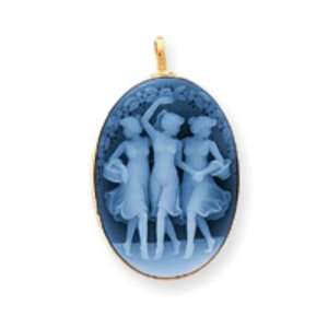    14k Gold 22x30mm Three Graces Agate Cameo Pin/Pendant Jewelry