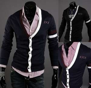 Mens Casual Dresses Stylish line Knitted Sweater Cardigans Jackets (US 