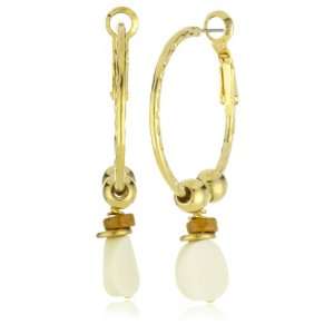  Jenny Bird Bohemia Gold Plated Ivory Hoop Earrings 