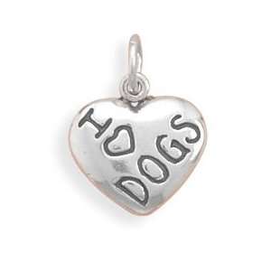  Sterling Silver Charm Pendant Heart I Love Dogs Jewelry