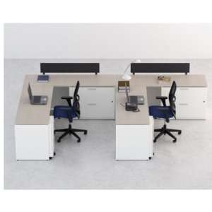   Person Workstation, L Shape 2 Person Laminate Transitional Office Desk