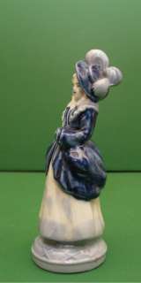 Occupied Japan Delft blue Victorian woman feathered hat figurine 7 