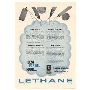  1958 Rohm & Haas Lethane 384 Best Aerosols Sprays Print Ad 