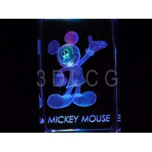  Disney Mickey Mouse 3D Laser Etched Crystal ST Everything 