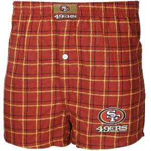   San Francisco 49ers Red Plaid Flannel Boxer Shorts