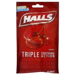  Halls Triple Action Soothing Cough Drops   Cherry 18 Ct 