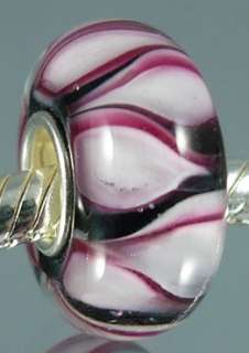 European Bead Murano Lampwork Glass pink Italian Charm  