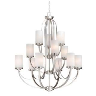 NEW 12 Light Chandelier Lighting Fixture Brushed Nickel White Frosted 