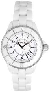 Chanel J12 White Ceramic Ladies 33mm Watch with Arabic Numerals H0968 