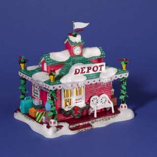   made piece name snowball express train depot this is a lighted piece