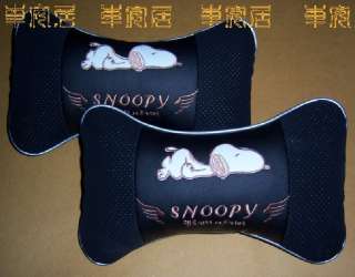 Snoopy Leather Headrest Pillow Cushion 2pcs 3 Colours  