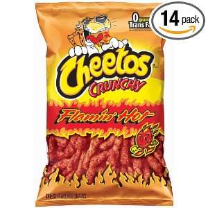 Cheetos Crunchy Cheese Puffs, Hot, 9 Ounce Bags (Pack of 14)  