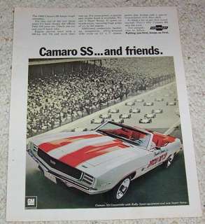1969 ad Chevrolet CAMARO SS Indy 500 pace car 1 PAGE AD  