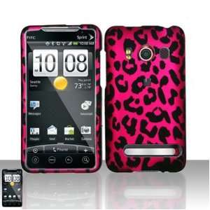  For HTC Evo 4G (Sprint) Rubberized Hot Pink Leopard Design 