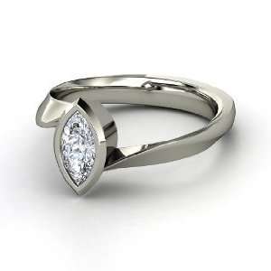  Magic Marquise Ring, Marquise Diamond 14K White Gold Ring 