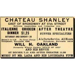  1923 Ad Chateau Shanley Chicken Dinner Theatre Oakland 