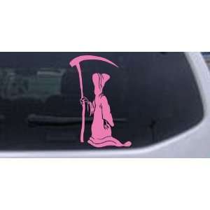 Pink 6in X 4in    Grim Reaper Skulls Car Window Wall Laptop Decal 