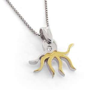   925 Silver with White Cubic Zirconia, form Octopus, weight 3.5 grams