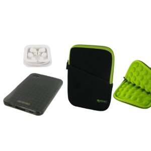 Sleeve Case (Black / Neon Green) / TPU Flex Skin Case (Plaid Smoke 