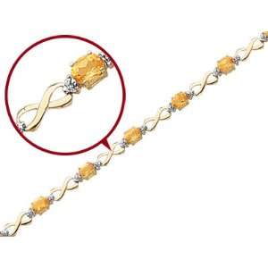 Citrine Bracelet with Diamonds 6.30 Carat (ctw) in 14K Yellow Gold