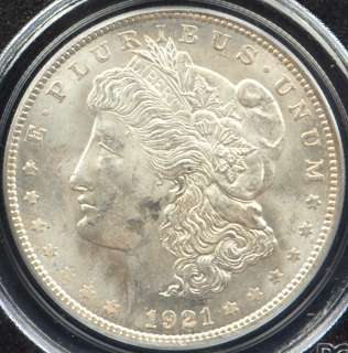 This is a 1921 Morgan Silver Dollar graded and authenticated by PCGS 