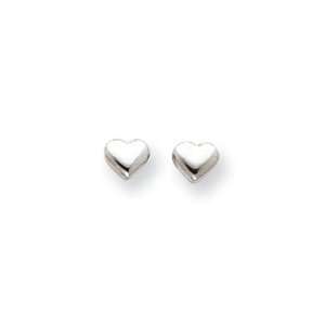  14k White Gold Small Puffed Heart Earrings Jewelry