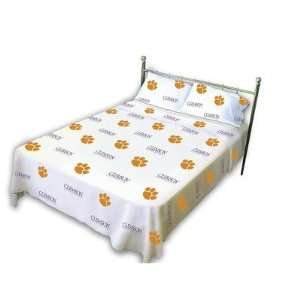  College Covers CLESS Clemson Printed Sheet Set in White 