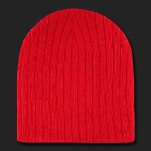    RED CABLE RIBBED BEANIE SKI SKULL CAP BEANIES 