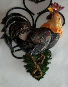 Wire and Ceramic Colorful Rooster Terra Cotta Small Pot Holder Wall 