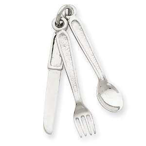  14k White Gold Fork, Knife, Spoon Pendant Jewelry