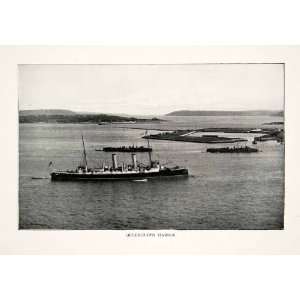  1902 Print Queenstown Harbor Ireland Cove Cobe Steam Ship 