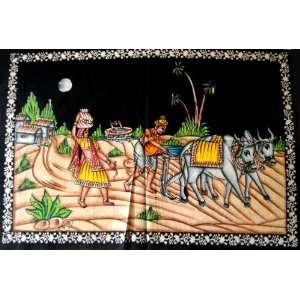   Sequin Sitara Batik Cotton Fabric Wall Hanging Tapestry 30 X 20