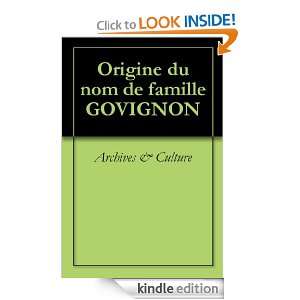 Origine du nom de famille GOVIGNON (Oeuvres courtes) (French Edition 