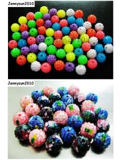 40pcs Clear Resin Rhinestones on Hot Bright Color Round Ball Spacer 