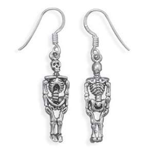  Sterling Silver Oxidized Skeleton Earrings Jewelry