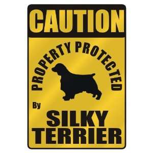   PROTECTED BY SILKY TERRIER  PARKING SIGN DOG