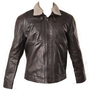  Mens Fur Collared Leather Jacket 