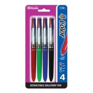  New   BAZIC Metal Clip 4 Color Pen (4/Pack) Case Pack 144 