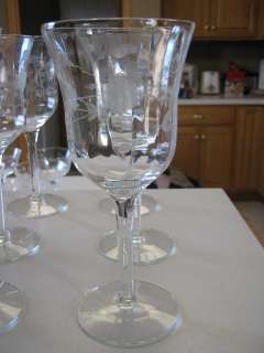 HEISEY ETCHED 6 WINE GLASSES & 6 SHERBETS LOT OF 12  