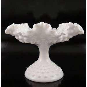    Fenton Milk Glass Hobnail 8 Footed Comport #3920